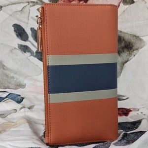 Dagne Dover Slim Wallet in Sienna Ash Blue Stripe